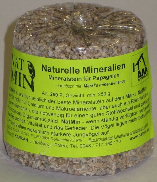 NatMin ehemals Merkels Mineralmenü - Mineralstein für Papageien 250g